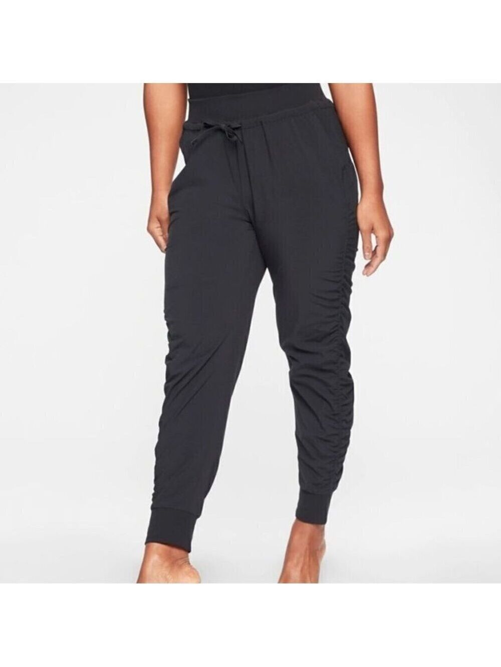 Athleta Attitude Pant Black Athletic Pull-on Tie Jogger Ruched Sides Dance 2